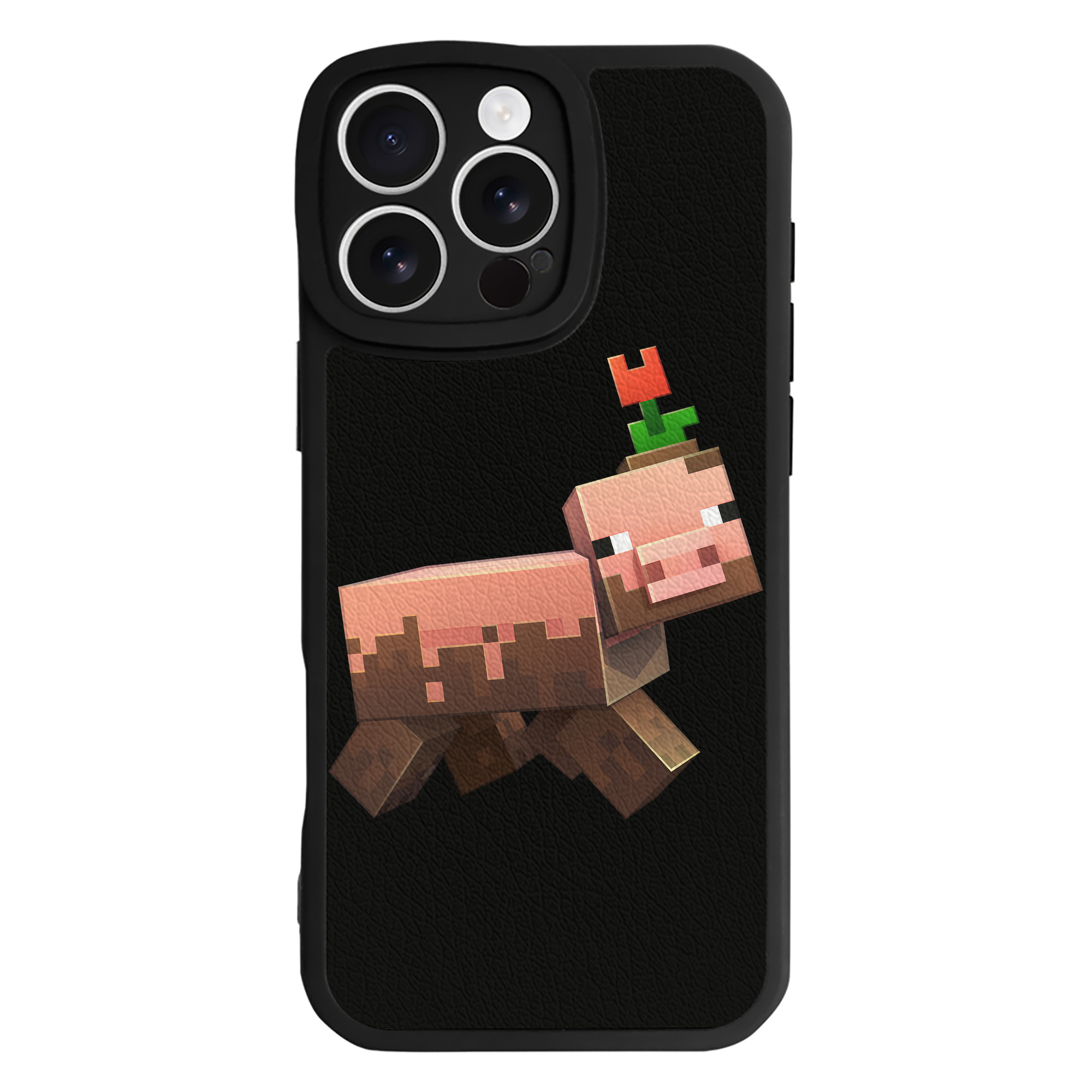 （画像用） マインクラフト ブロックの世界 Minecraft MC Block world 【iPhone 16シリーズ対応】シリコンスマホケース（レザー調） 材質：シリコン